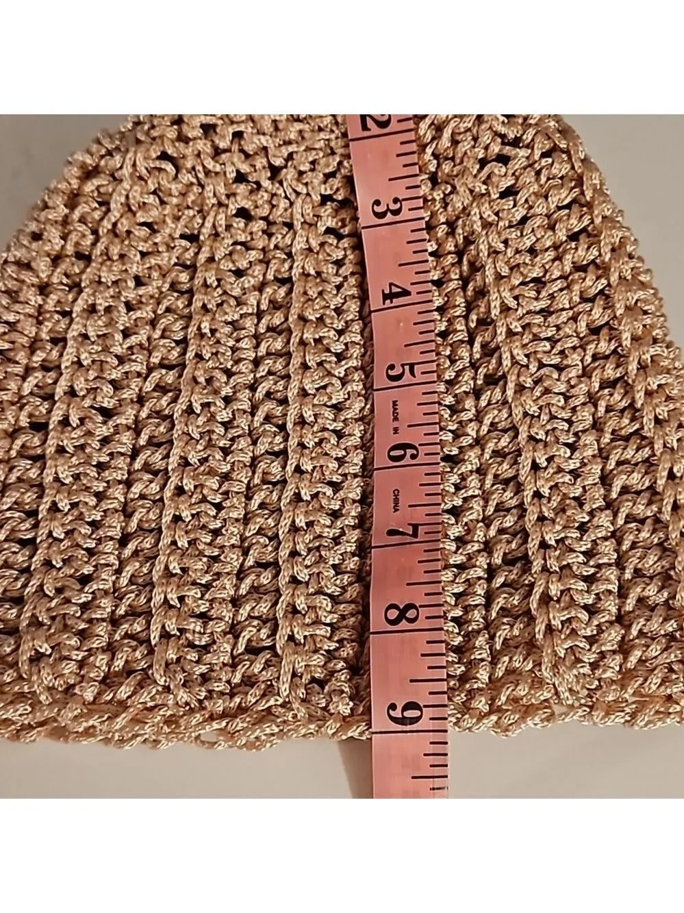 Handmade Crochet Pom pom Beanie hat Pink hollow out stitch Retro Nylon Art